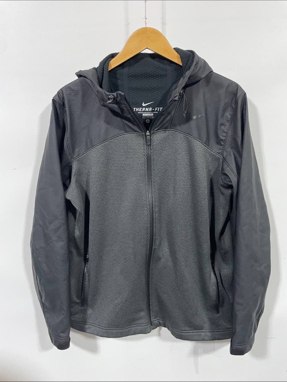 Nike Black & Dark Gray Therma-Fit Full-Zip Hooded Performance Jacket